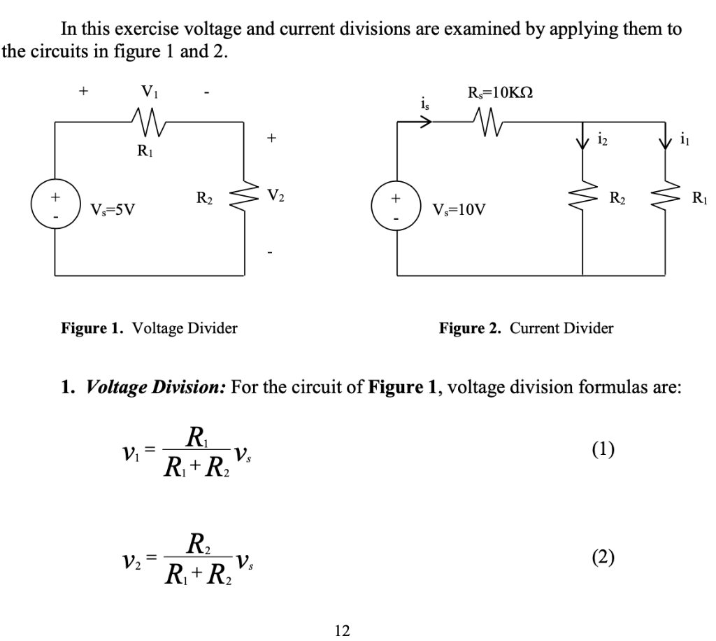 Solved In This Exercise Voltage And Current Divisions Are Chegg