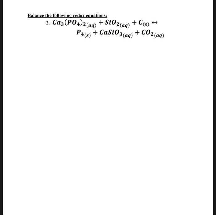 Solved Balance The Following Redox Equations Chegg