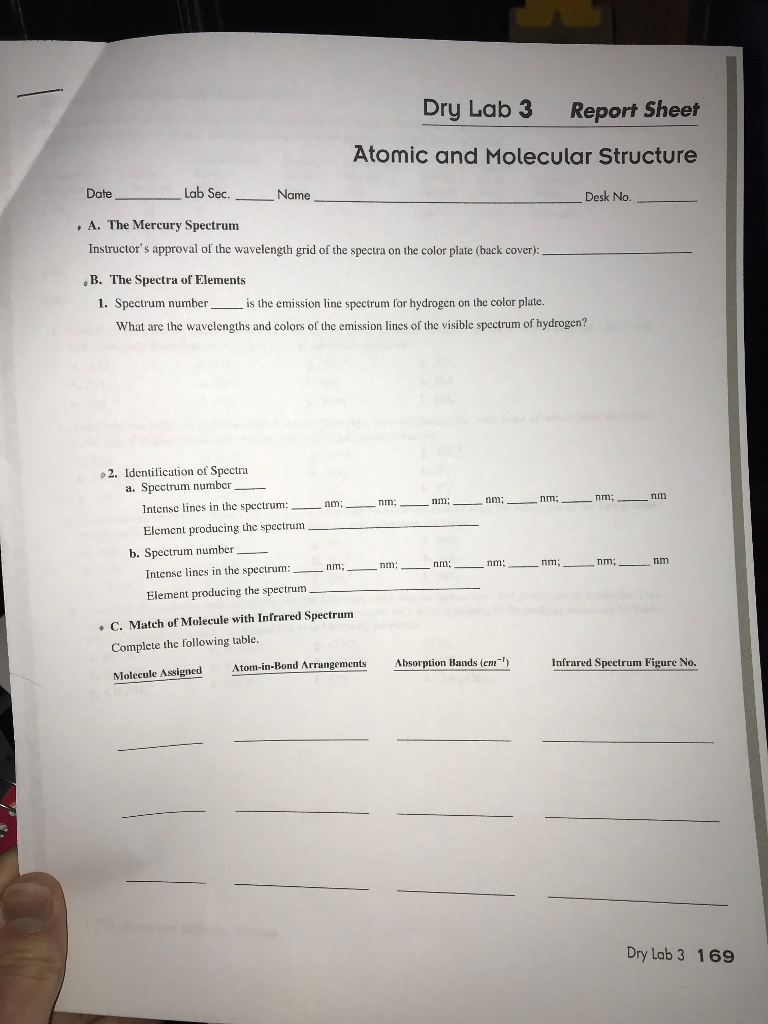 Solved Dry Lab 3 Report Sheet Atomic And Molecular Structure Chegg