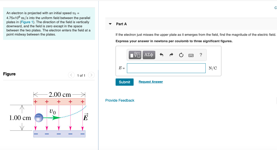 Solved An Electron Is Projected With An Initial Speed V0 Chegg