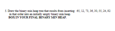 Solved Draw The Binary Min Heap Tree That Results From Chegg