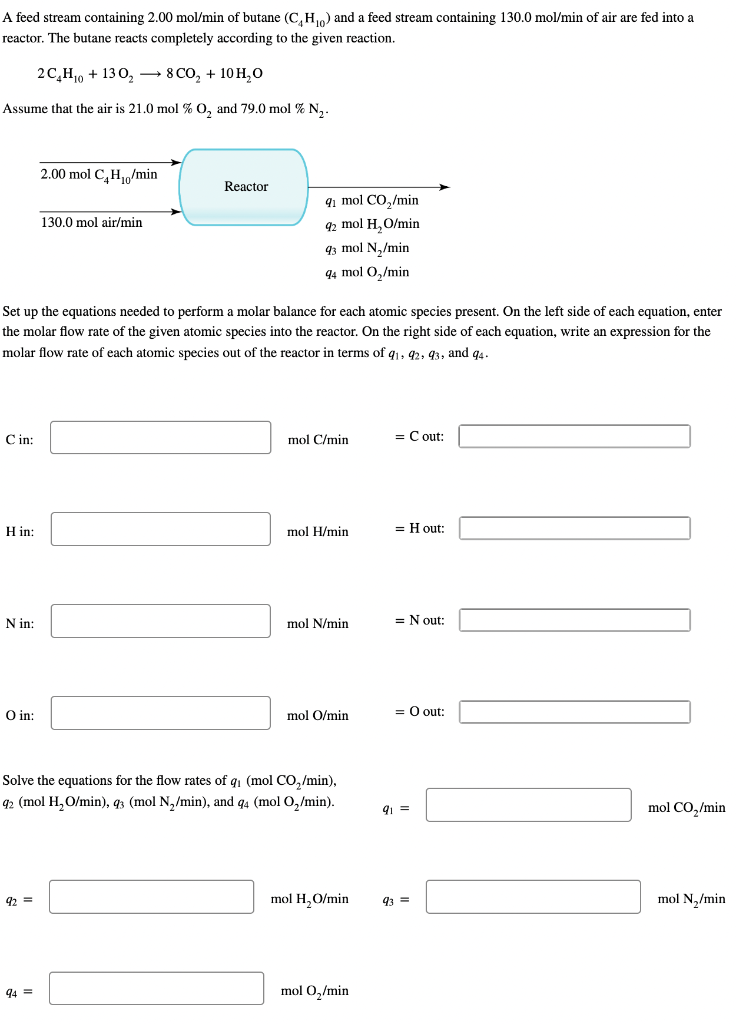 Solved A Feed Stream Containing 2 00 Mol Min Of Butane Chegg