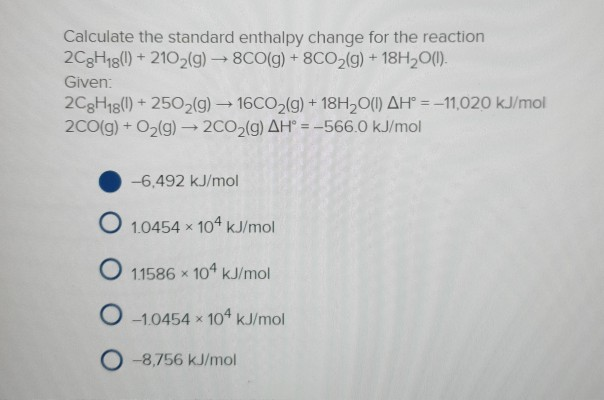 Solved Calculate The Standard Enthalpy Change For The Chegg