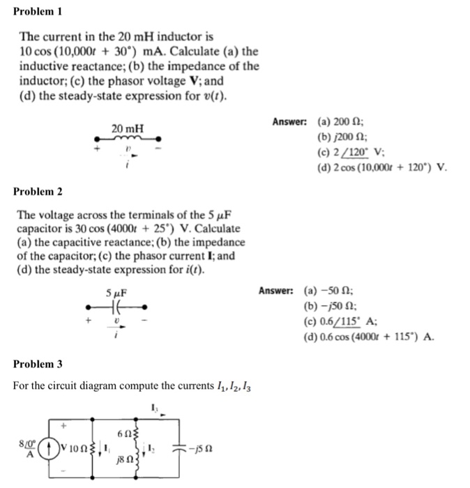 Solved Problem 1 The Current In The 20 MH Inductor Is 10 Cos Chegg