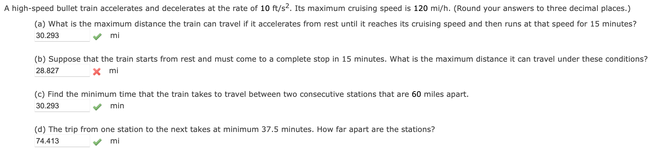 Solved High Speed Bullet Train Accelerates And Decelerates Chegg