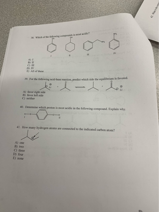 Solved Nhg Which Of The Following Compounds Is Most Acidic Chegg