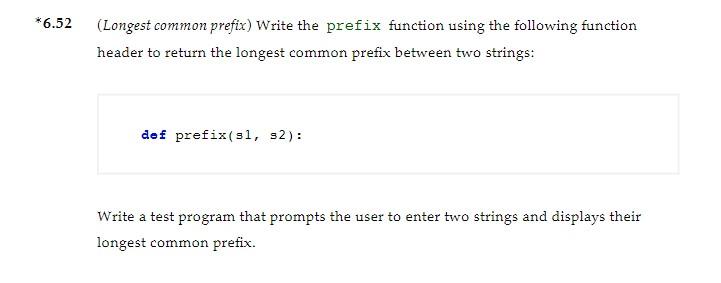 Solved 2 Longest Common Prefix Write The Prefix Function Chegg