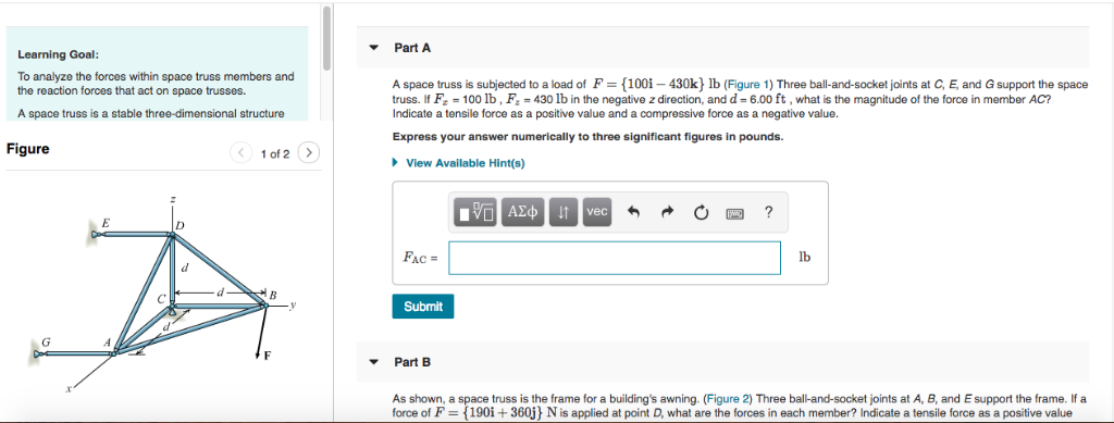 Solved A Space Truss Is Subjected To A Load Of Chegg