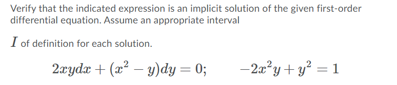 Solved Verify That The Indicated Expression Is An Implicit Chegg