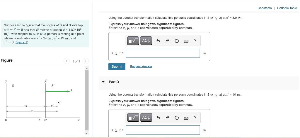 Solved Using The Lorentz Transformation Calculate This Chegg