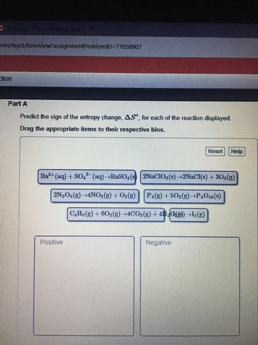 Solved Tion Part A Predict The Sign Of The Entropy Change Chegg