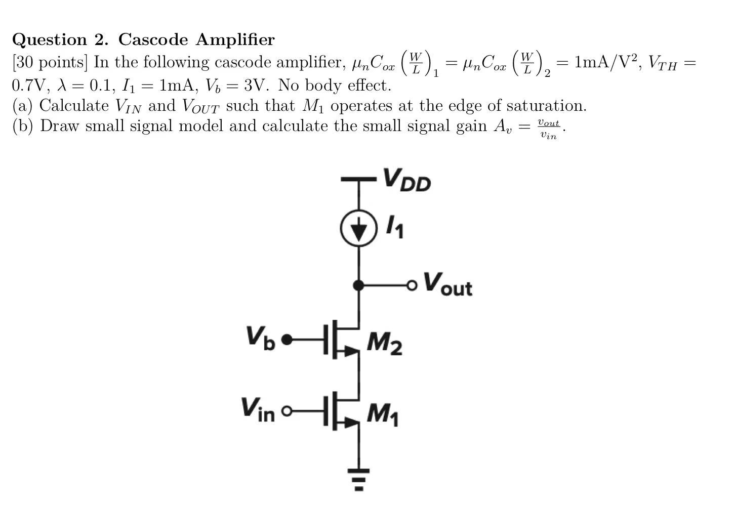 Solved In The Following Cascode Amplifier Chegg