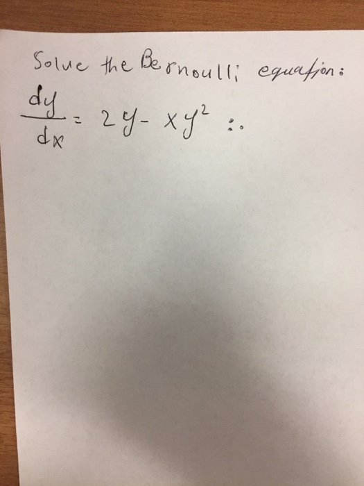 Solved Solve The Bernoulli Equation Dy Dx Y Xy Chegg