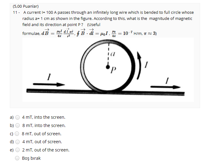 Solved Puanlar A Current I A Passes Through Chegg