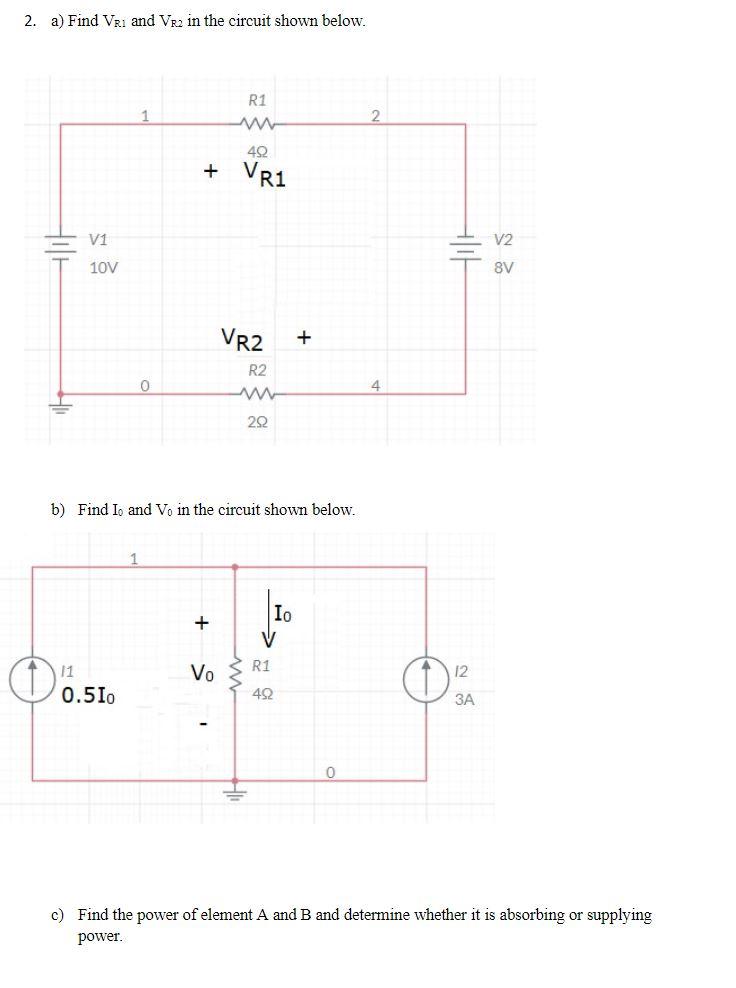 Solved A Find Vri And Vr In The Circuit Shown Below R Chegg