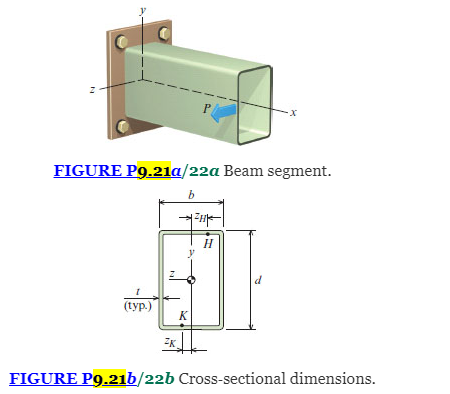 Solved The Cantilever Beam Shown In Figure P9 21a 22a Is