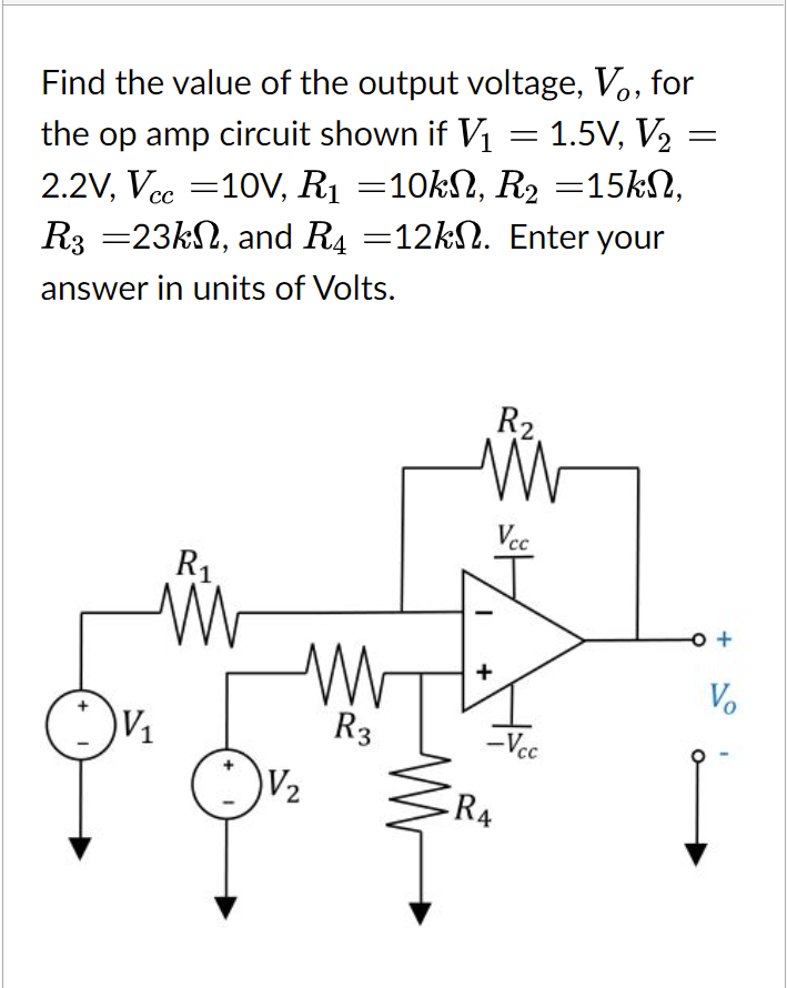 Solved Find The Value Of The Output Voltage V For The Chegg