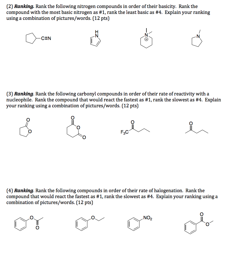 Solved Ranking Rank The Following Nitrogen Compounds In Chegg