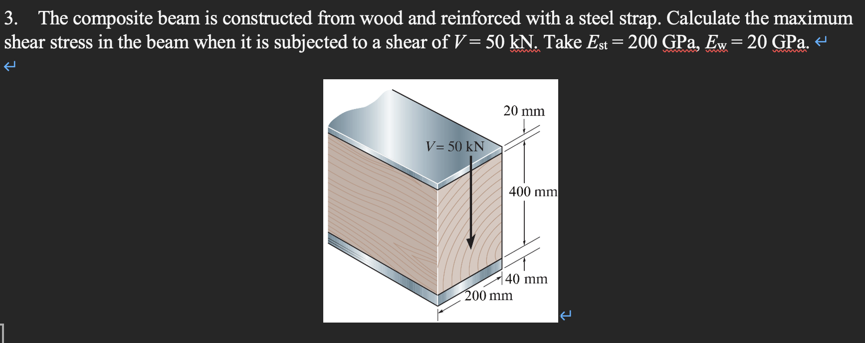 Solved A 3 The Composite Beam Is Constructed From Wood And Chegg