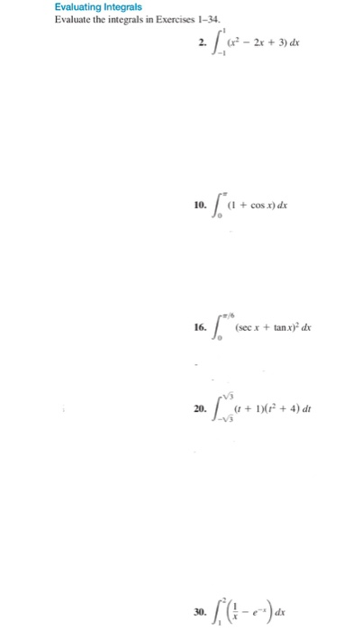 Solved Evaluating Integrals Evaluate The Integrals In Chegg