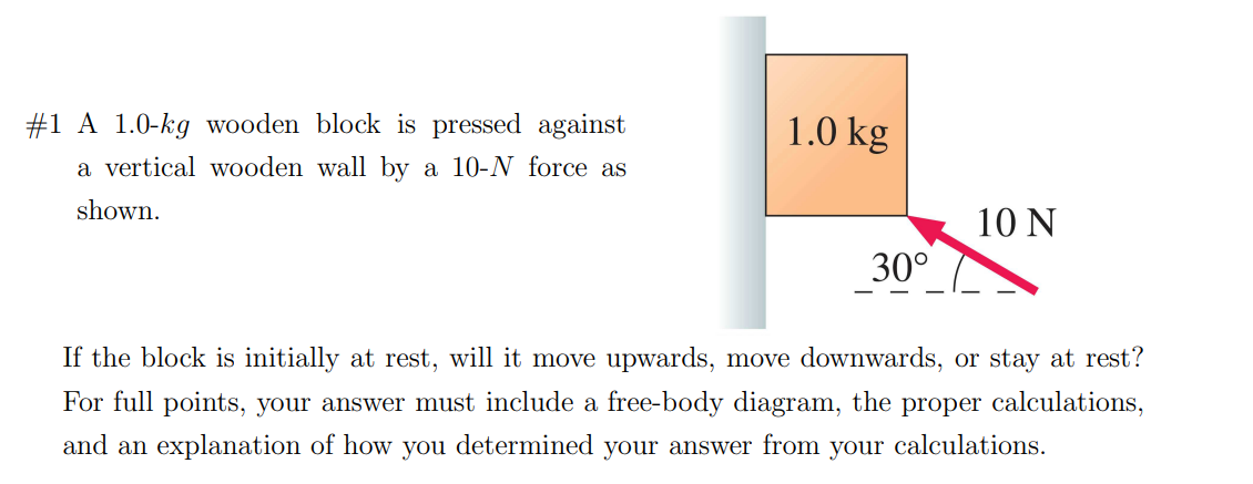 Solved 1 A 1 0kg Wooden Block Is Pressed Against A Chegg