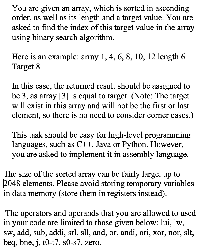 Solved You Are Given An Array Which Is Sorted In Ascending Chegg