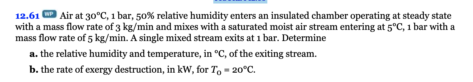 Solved 12 61 WP Air At 30C 1 Bar 50 Relative Humidity Chegg