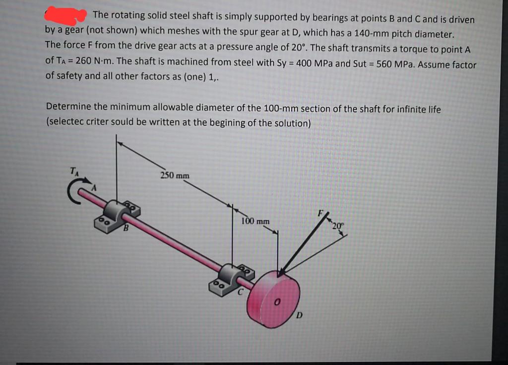 Solved The Rotating Solid Steel Shaft Is Simply Supported By Chegg