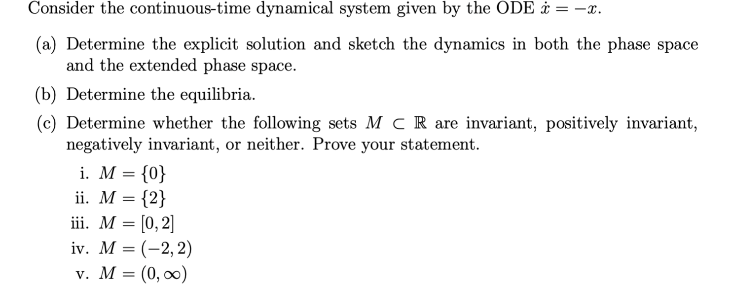 Solved X Consider The Continuous Time Dynamical System Chegg