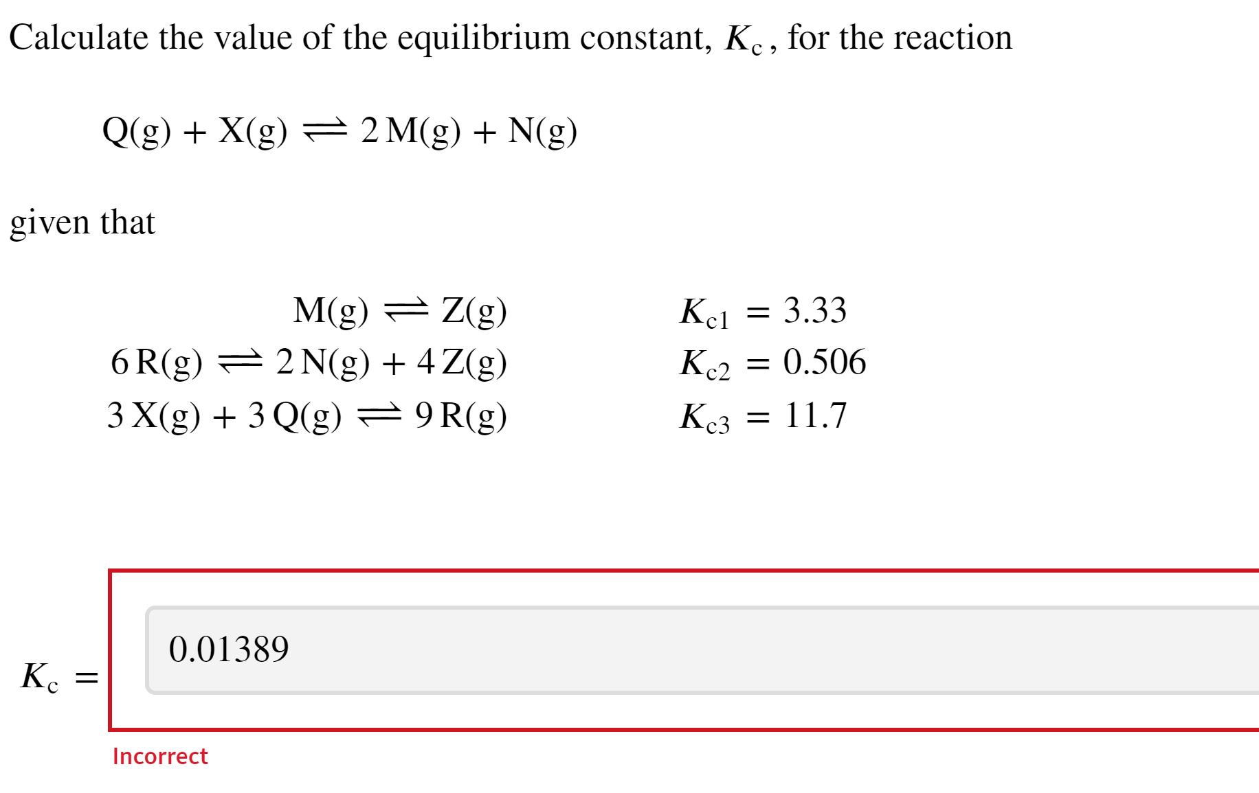 Solved Calculate The Value Of The Equilibrium Constant Kc Chegg