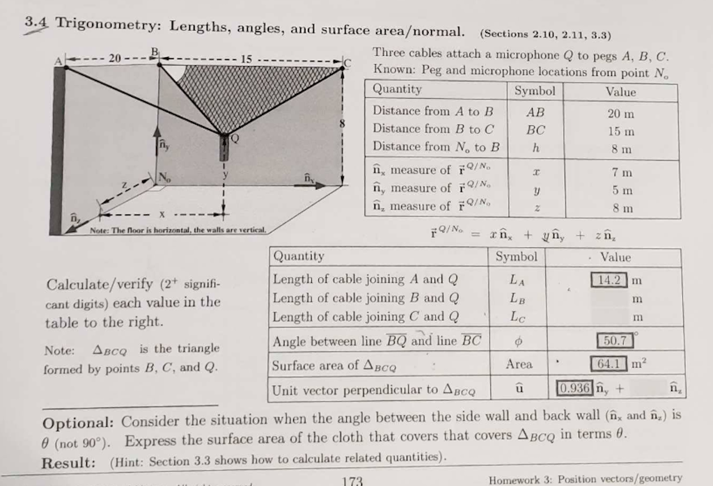 Solved 3 4 Trigonome Try Lengths Angles And Surface Chegg