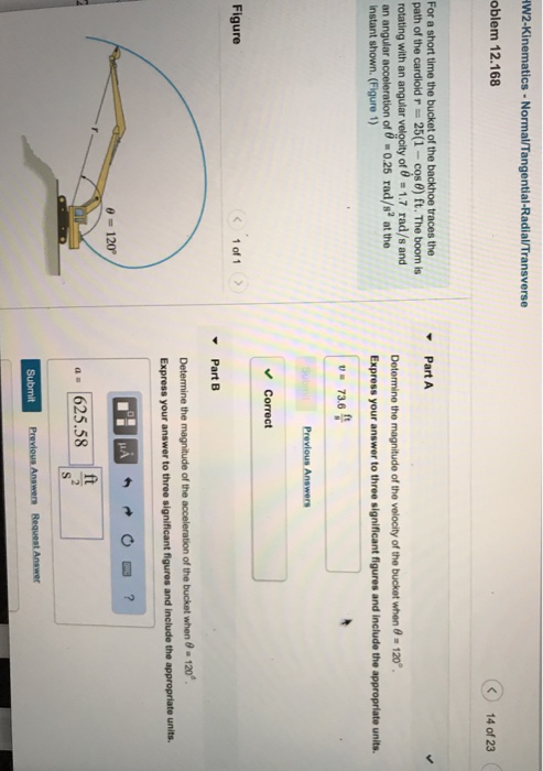 Solved W Kinematics Normal Tangential Radial Transverse Chegg