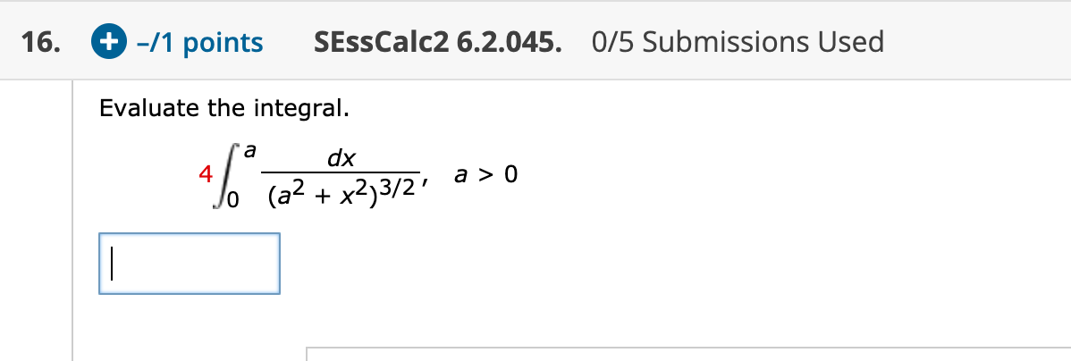 Solved 1 Points SESSCALC2 6 2 045 0 5 Submissions Used Chegg