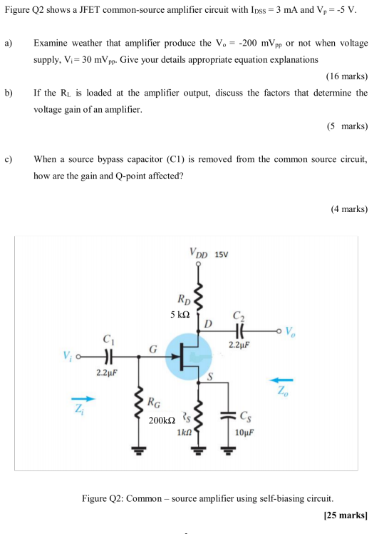 Solved Figure Q Shows A Jfet Common Source Amplifier Chegg