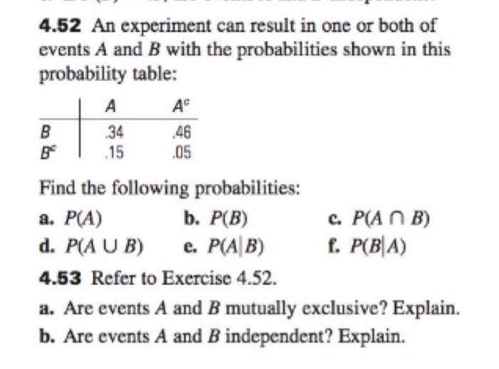 Solved An Experiment Can Result In One Or Both Of Chegg