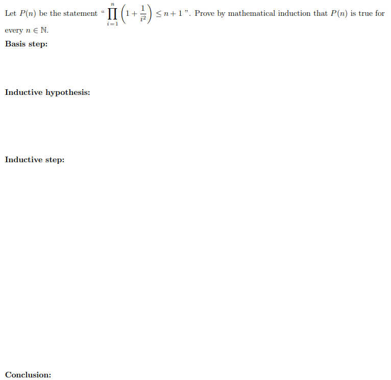 Solved 1 Let P N Be The Statement Yn I 1 1 1 I 2 N Chegg