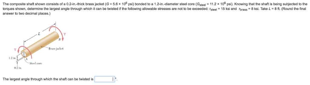 Solved The Composite Shaft Shown Consists Of A In Thick Chegg