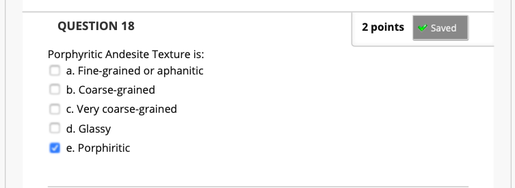 Solved Question Points Saved Porphyritic Andesite Chegg