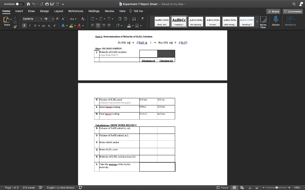 Solved Autosave Off Experiment Report Sheet Saved To My Chegg