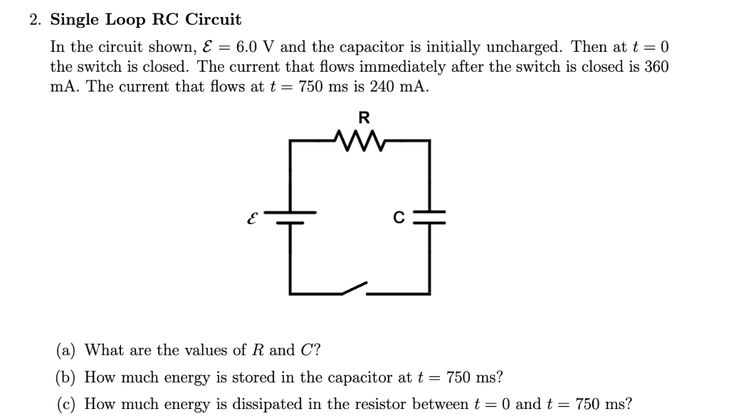 Solved Single Loop RC Circuit In The Circuit Shown