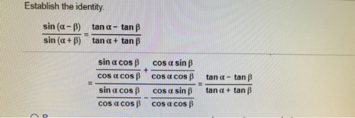 Solved Establish The Identity Sin Sin Tan Chegg