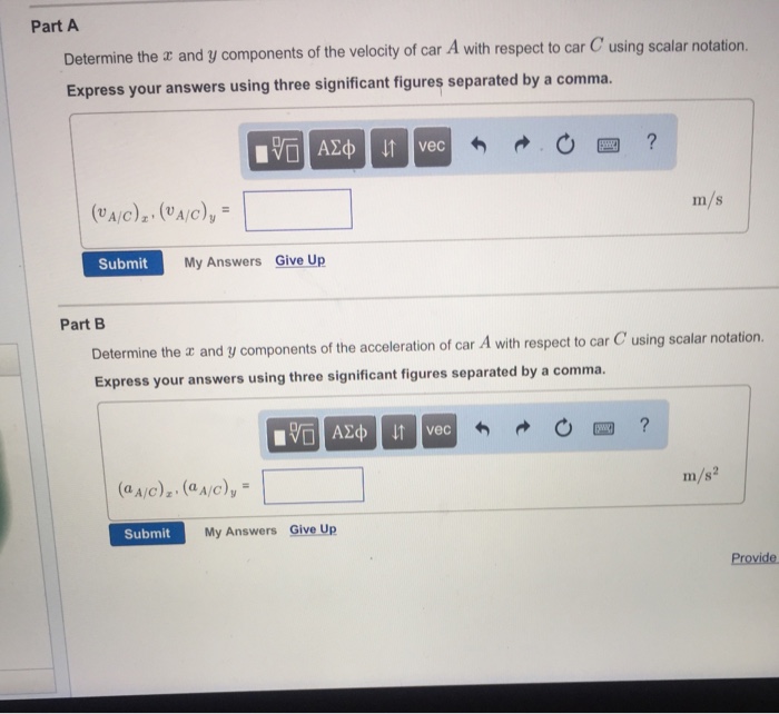 Solved Item Part At The Instant Shown Car A Travels With Chegg