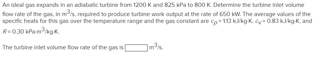 Solved An Ideal Gas Expands In An Adiabatic Turbine From Chegg