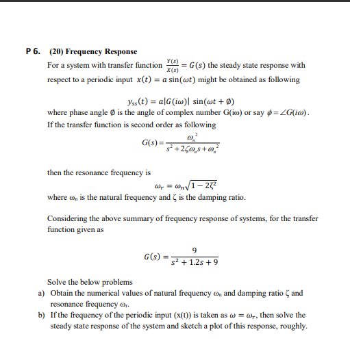 Solved P Frequency Response For A System With Chegg