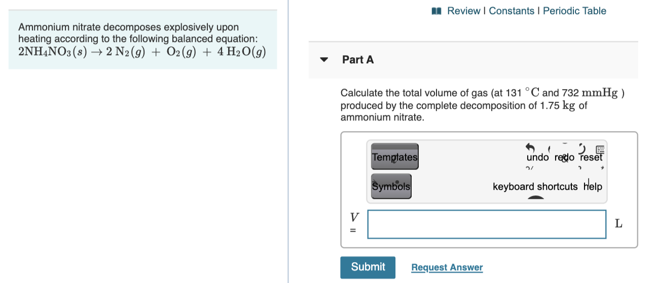 Solved A Review Constants Periodic Table Ammonium Nitrate Chegg