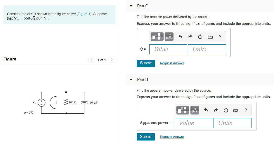 Solved Part A Find The Phasor Current I Enter Your Answer Chegg