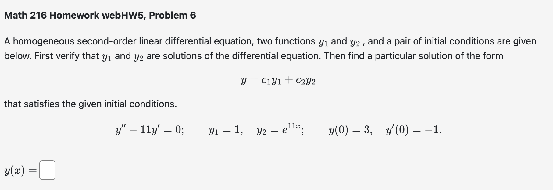 Solved A Homogeneous Second Order Linear Differential Chegg