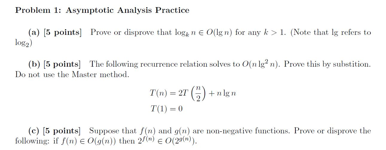 Problem Asymptotic Analysis Practice A Chegg