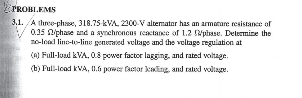 Solved Problems A Three Phase Kva V Chegg