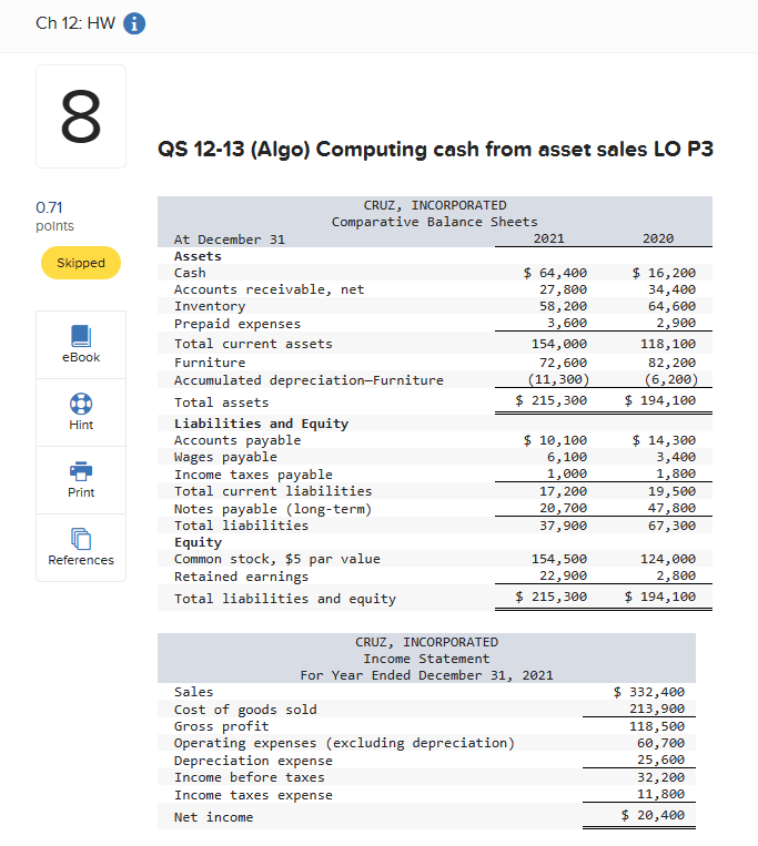 Solved Qs Algo Computing Cash From Asset Sales Lo Chegg